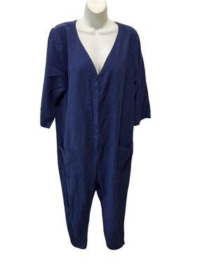 The Nines by HATCH 3/4 Sleeve Button-Front Maternity Jumpsuit Sz L Lagenlook